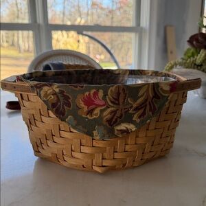 Longaberger Woven Basket with Floral Liner